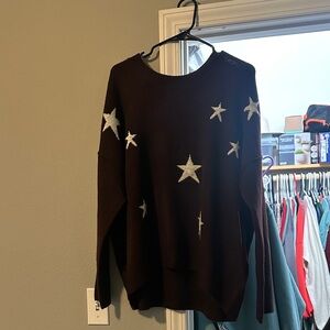 Star Patterned Brown Sweater